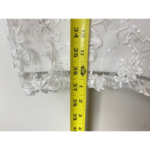 ADRIANNA PAPELL DRESS 4 COCKTAIL FLORAL SEQUIN LACE WHITE BRIDE EMBROIDERED - Picture 10 of 10